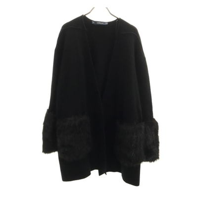 ZARA KNIT ザラニット 長袖 ファー付き ニットカーディガン S ブラック