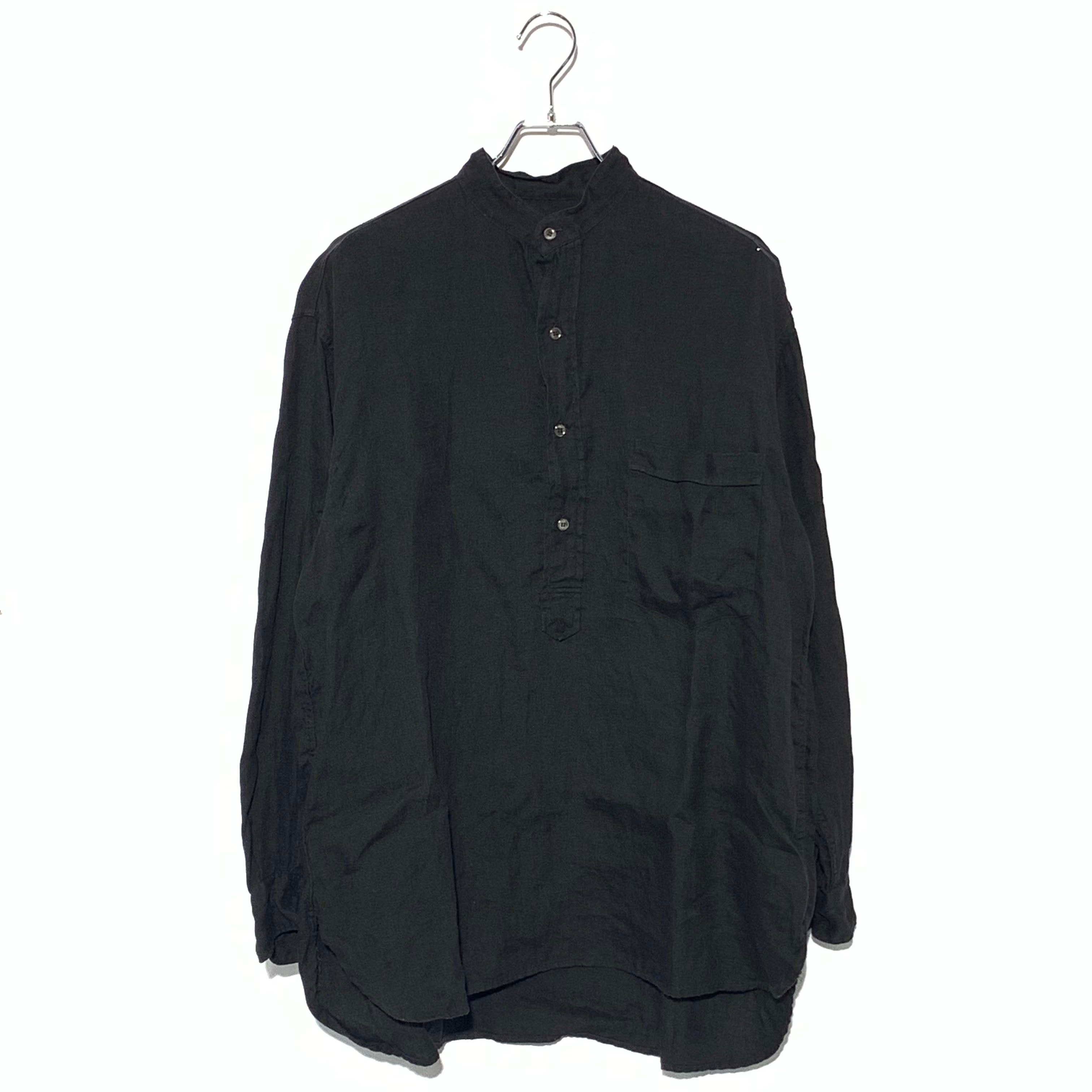COMOLI Linen Double Cloth Pullover Shirt SS25 "Black"