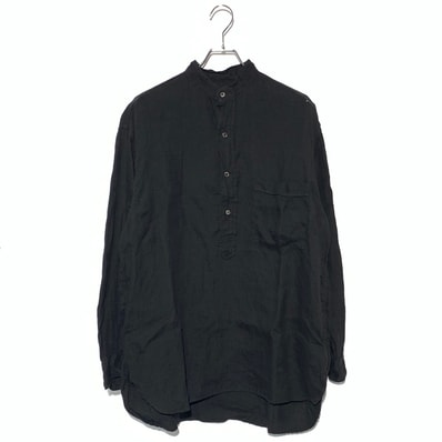 COMOLI Linen Double Cloth Pullover Shirt SS25 "Black"