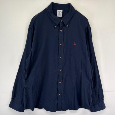 古着 ブルックスブラザーズ Brooks Brothers 長袖シャツ ボタンダウン ワンポイントロゴ刺繍 1818 XL ネイビー系 メンズ