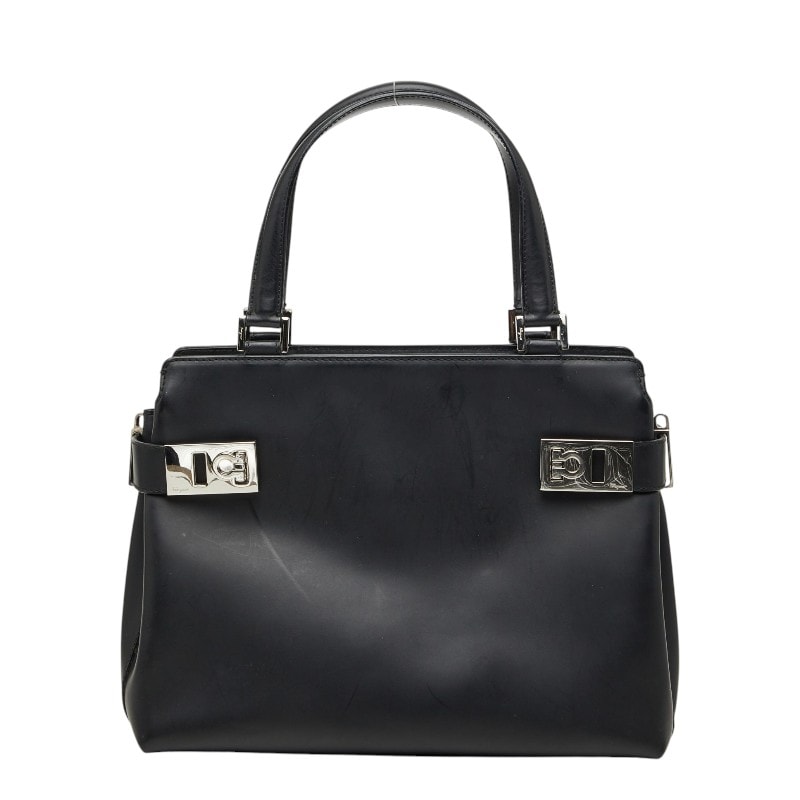サルヴァトーレフェラガモ ガンチーニ ハンドバッグ AQ-21 0167 ブラック レザー レディース Salvatore Ferragamo 【中古】