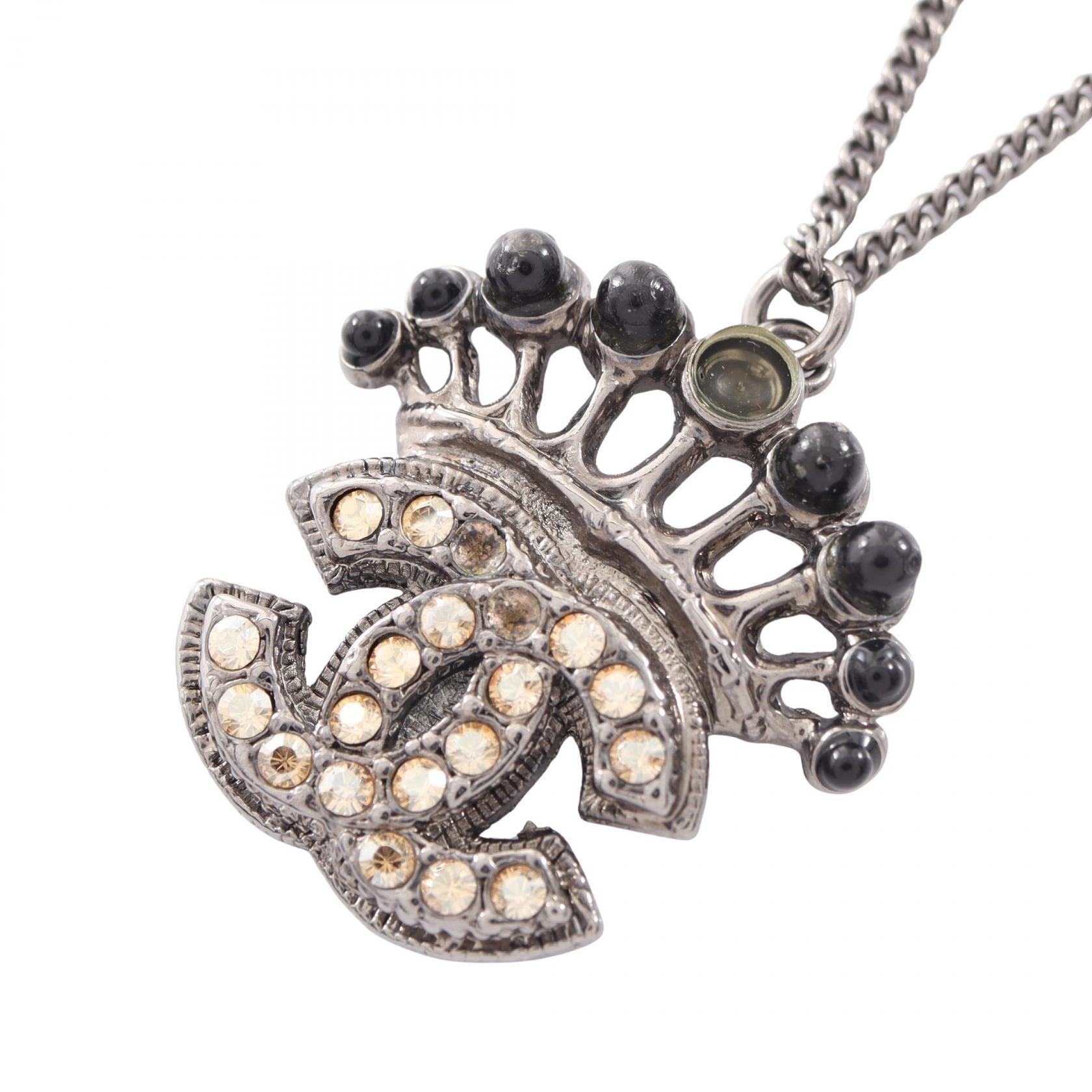シャネル CHANEL ココマーク ネックレス ジュエリー メタル ラインストーン レディース シルバー系 / ブラック系 / イエロー系 【中古】