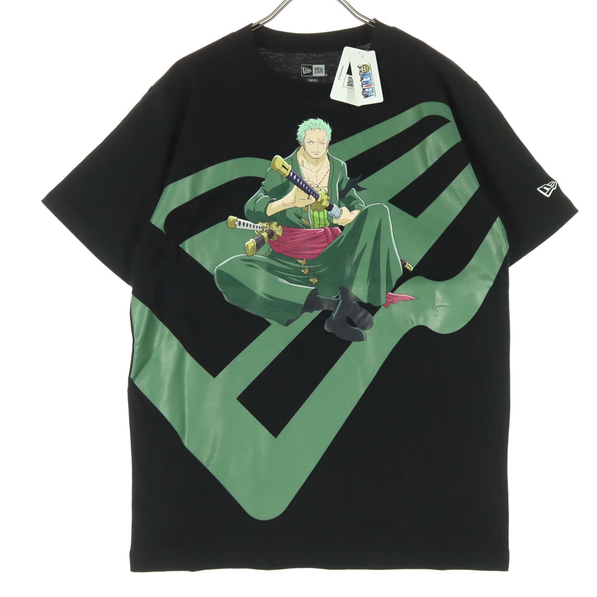 未使用 NEW ERA ニューエラ ワンピース ONE PIECE コラボ キャラクタープリント 半袖 Tシャツ S ブラック ロロノア・ゾロ