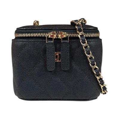 シャネル バニティケース ショルダーバッグ キャビアスキン ブラック レディース CHANEL 中古