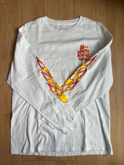 ANTI SOCIAL SOCIAL CLUB collaboration with #FR2 Fire pattern Longsleeve T-shirt "White"
