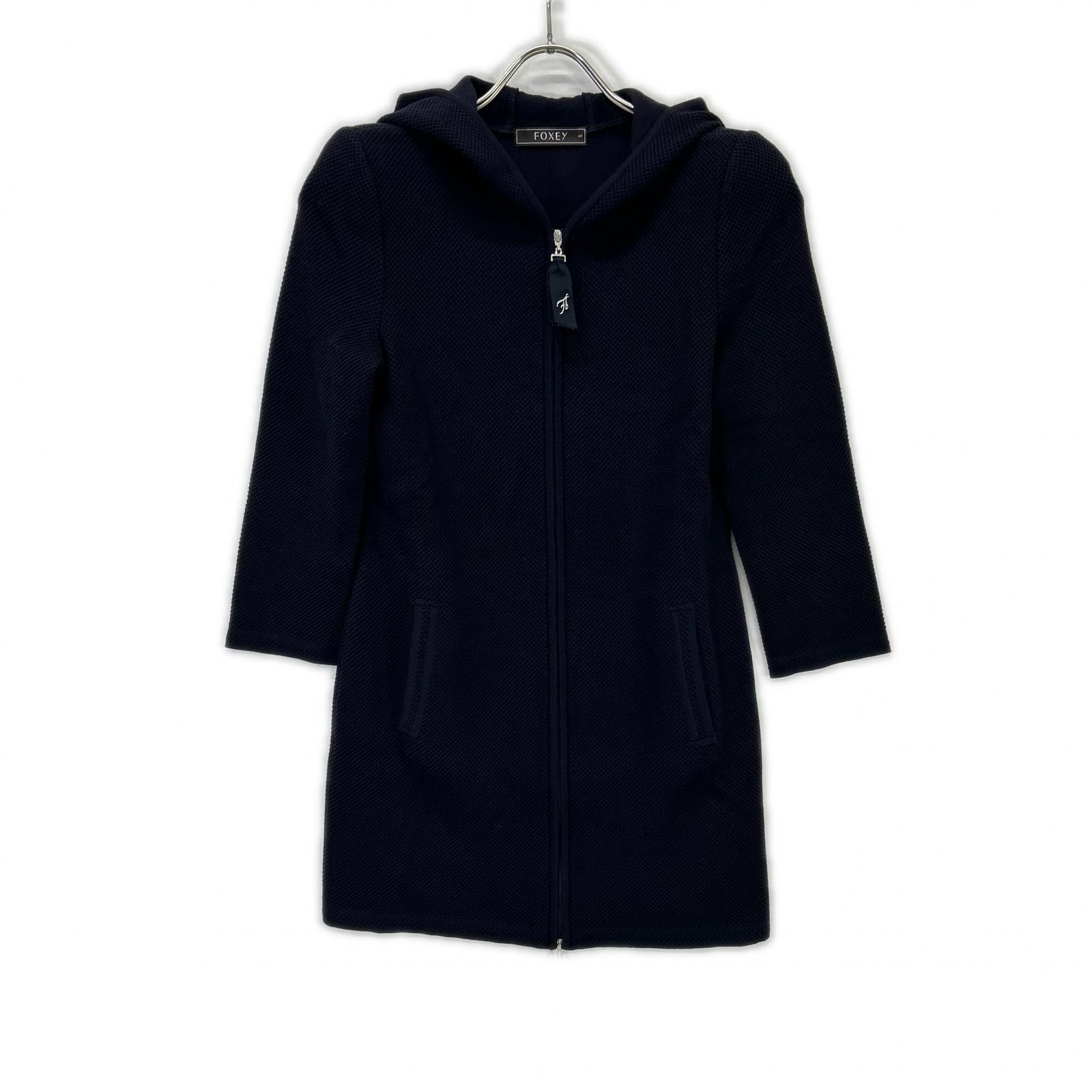 フォクシー ネイビー ニットピケクルーザーパーカー 40