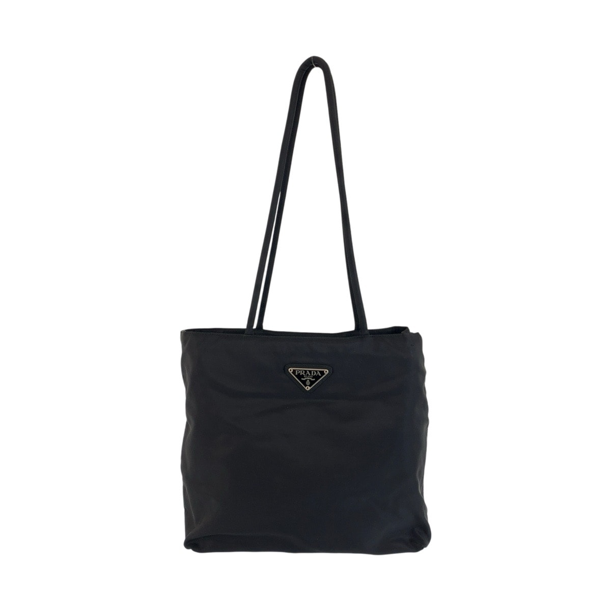 PRADA プラダ テスート 三角ロゴプレート ブラック 黒 シルバー金具 ナイロン トートバッグ ショルダーバッグ 604711 【中古】