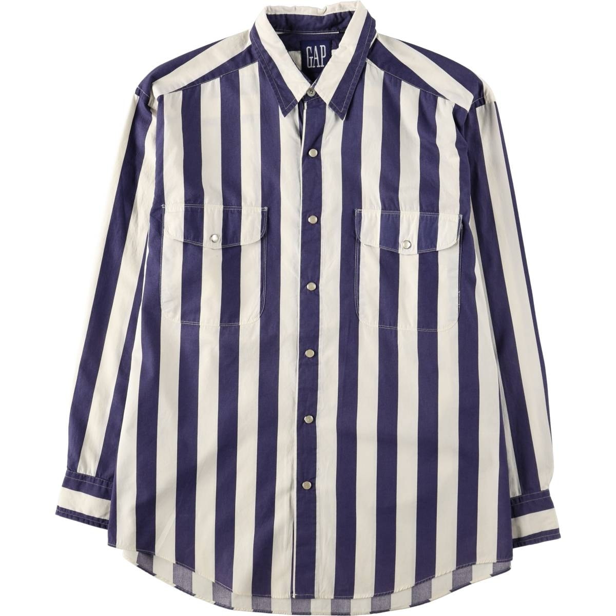 古着 90年代 ギャップ GAP オールドギャップ 長袖 コットンストライプシャツ メンズM相当 ヴィンテージ/eaa674784