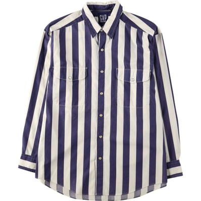 古着 90年代 ギャップ GAP オールドギャップ 長袖 コットンストライプシャツ メンズM相当 ヴィンテージ/eaa674784