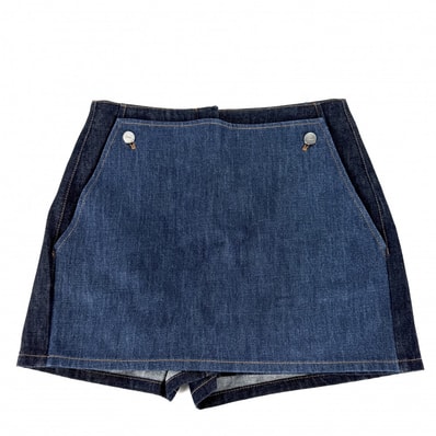FENDI フェンディ ボトムス デニム キュロットパンツ ショートパンツ アパレル 服 40 インディゴ ガンメタル金具 コットン レディース 美品【中古品】