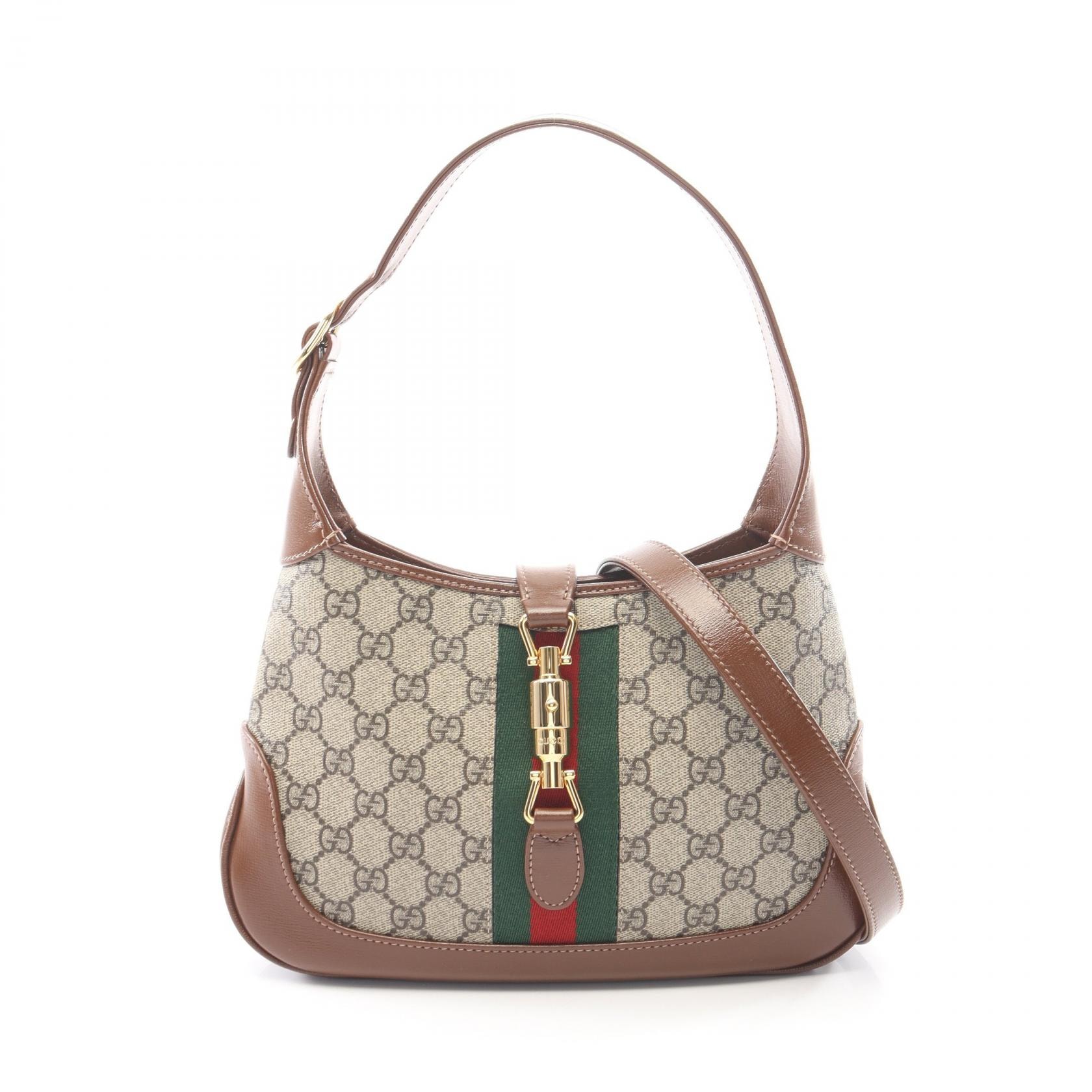 グッチ GUCCI ニュージャッキー GGスプリーム 2WAY ショルダーバッグ バッグ PVCコーティングキャンバス レザー レディース ベージュ系 / ブラウン系 636706 【中古】