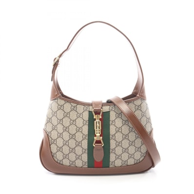 グッチ GUCCI ニュージャッキー GGスプリーム 2WAY ショルダーバッグ バッグ PVCコーティングキャンバス レザー レディース ベージュ系 / ブラウン系 636706 【中古】