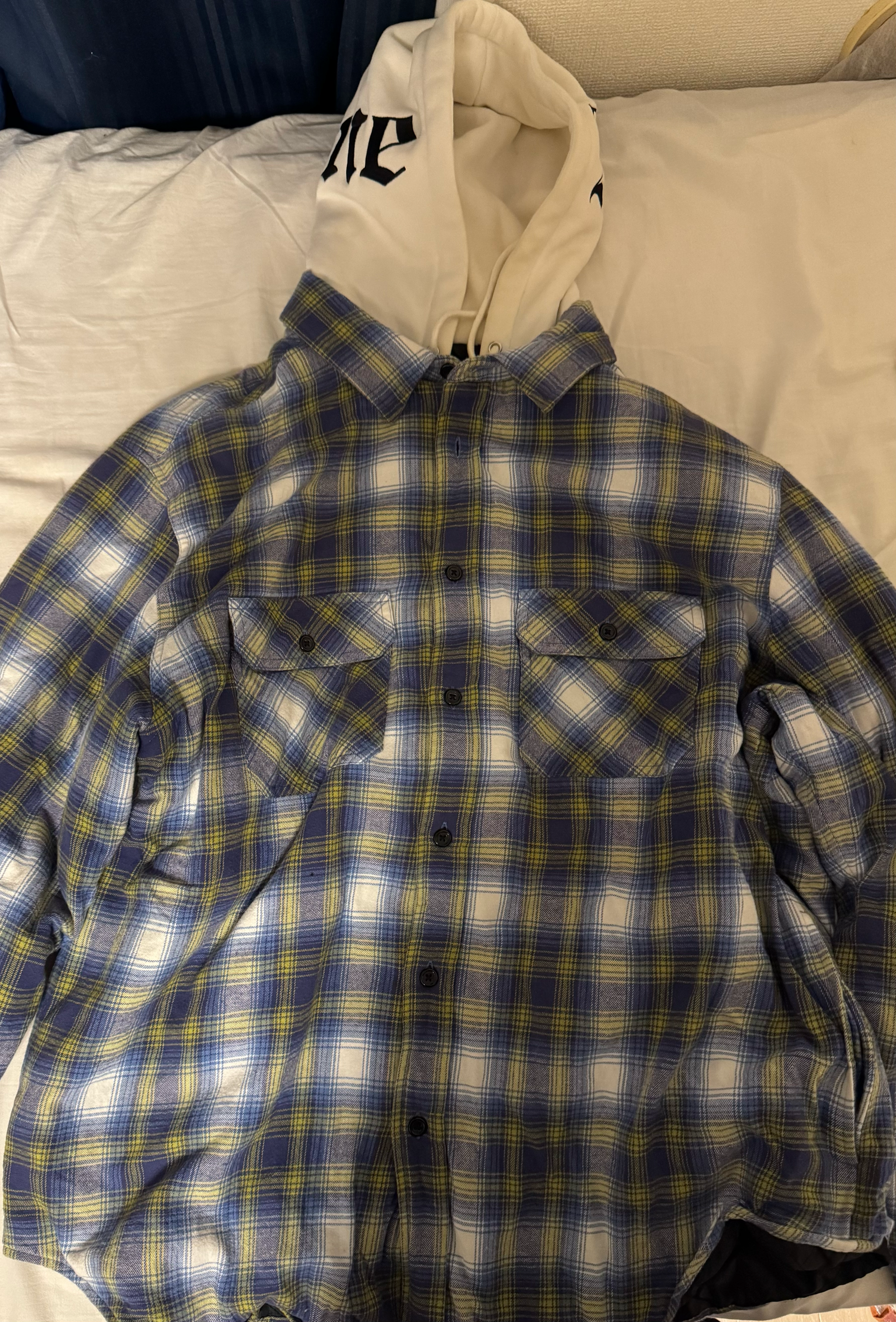 Supreme Hooded Flannel Zip Up Shirt "Blue"