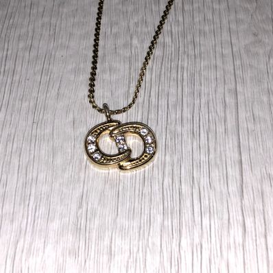 Dior Rhinestone Logo Design Necklace "Gold"