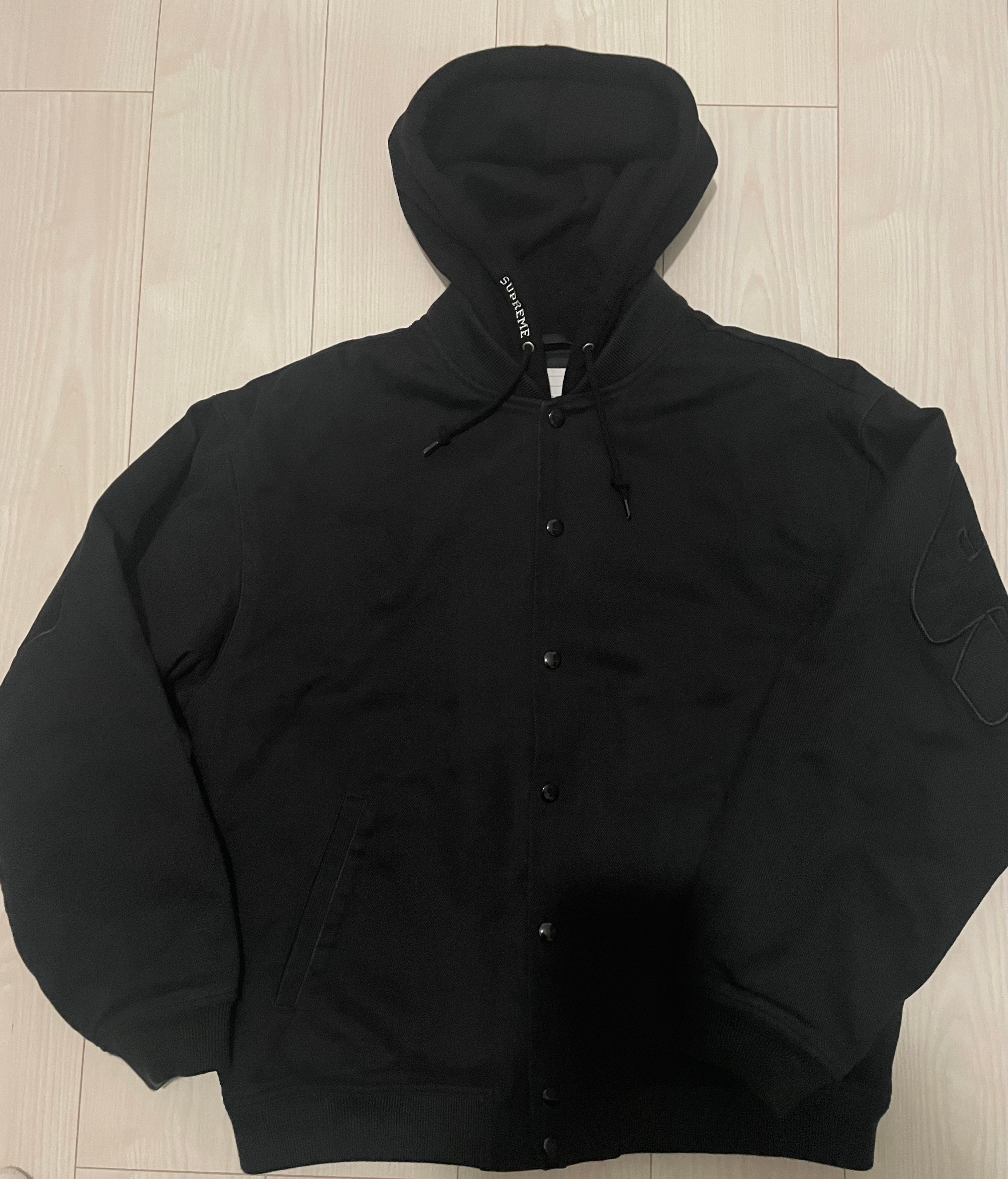 Supreme Hooded Twill Varsity Jacket "Black"