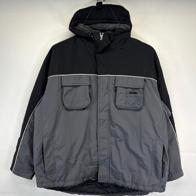 古着 ギャップ GAP ナイロンジャケット 大きいサイズ 裏地フリース リフレクター 中綿 フルジップ 2XL ブラック メンズ