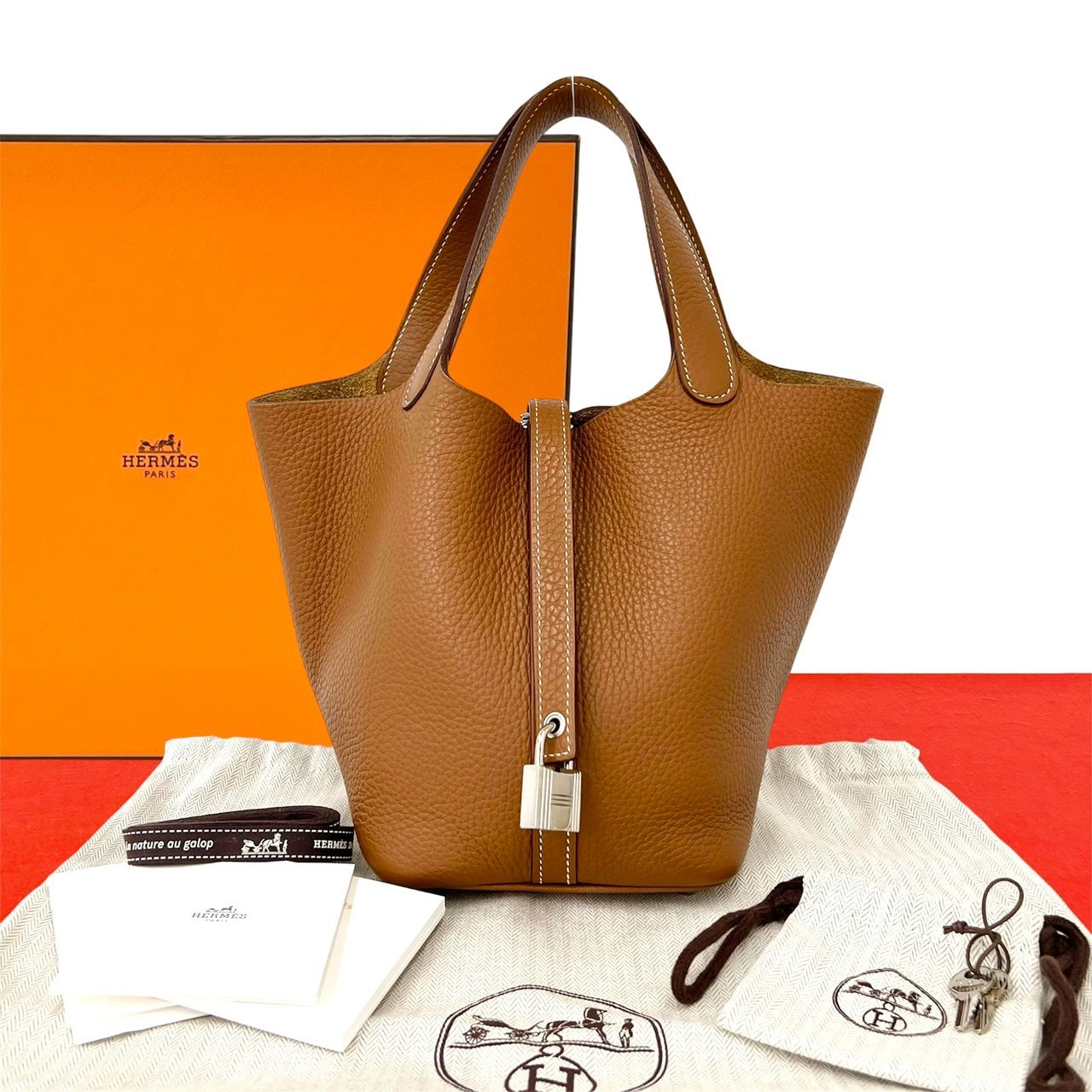 HERMES エルメス ピコタンロック PM トリヨンクレマンス ハンドバッグ ゴールド ブラウン
637-4