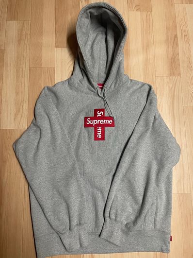 Supreme Cross Box Logo Hooded Sweatshirt "Grey"