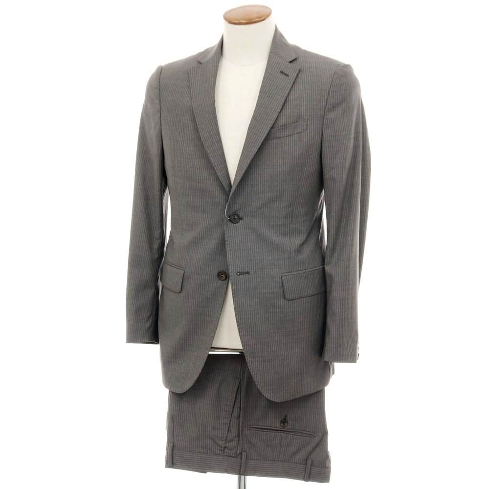 【中古】フェンディ FENDI ウール ストライプ 2つボタンスーツ グレーxイエロー系【サイズ46】【メンズ】