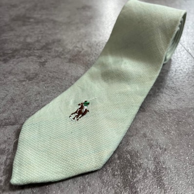 【POLO RALPH LAUREN】ポロラルフローレン ポニー刺繍 ワンポイント 無地 ソリッド ネクタイ ミントグリーン シルク100% 日本製 メンズ