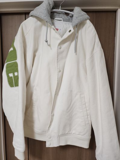 Supreme Hooded Twill Varsity Jacket "White"