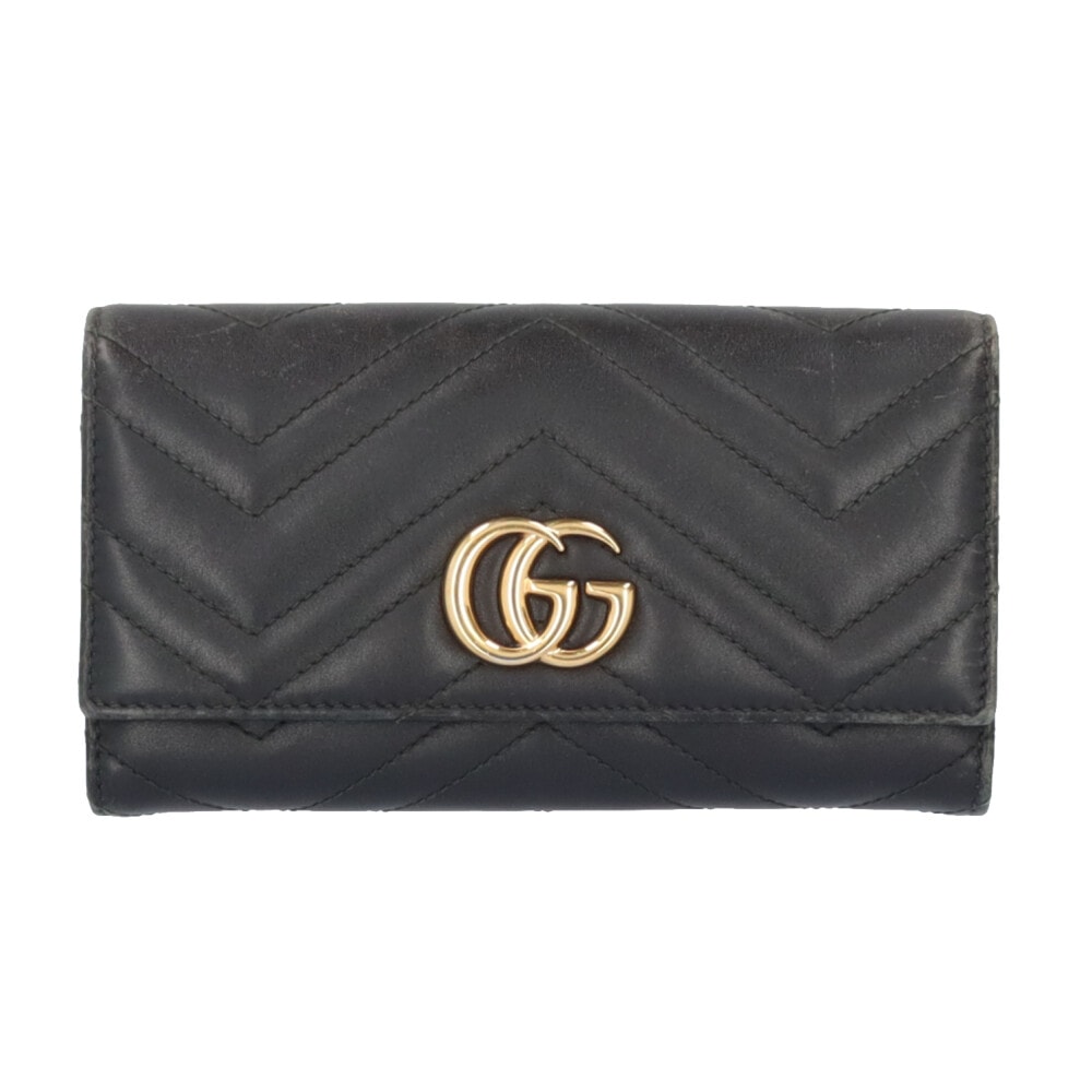 グッチ コンチネンタルウォレット GGマーモント 長財布 レザー 443436 レディース GUCCI  中古