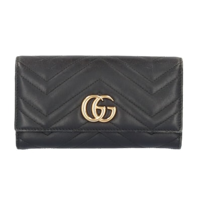 グッチ コンチネンタルウォレット GGマーモント 長財布 レザー 443436 レディース GUCCI 中古