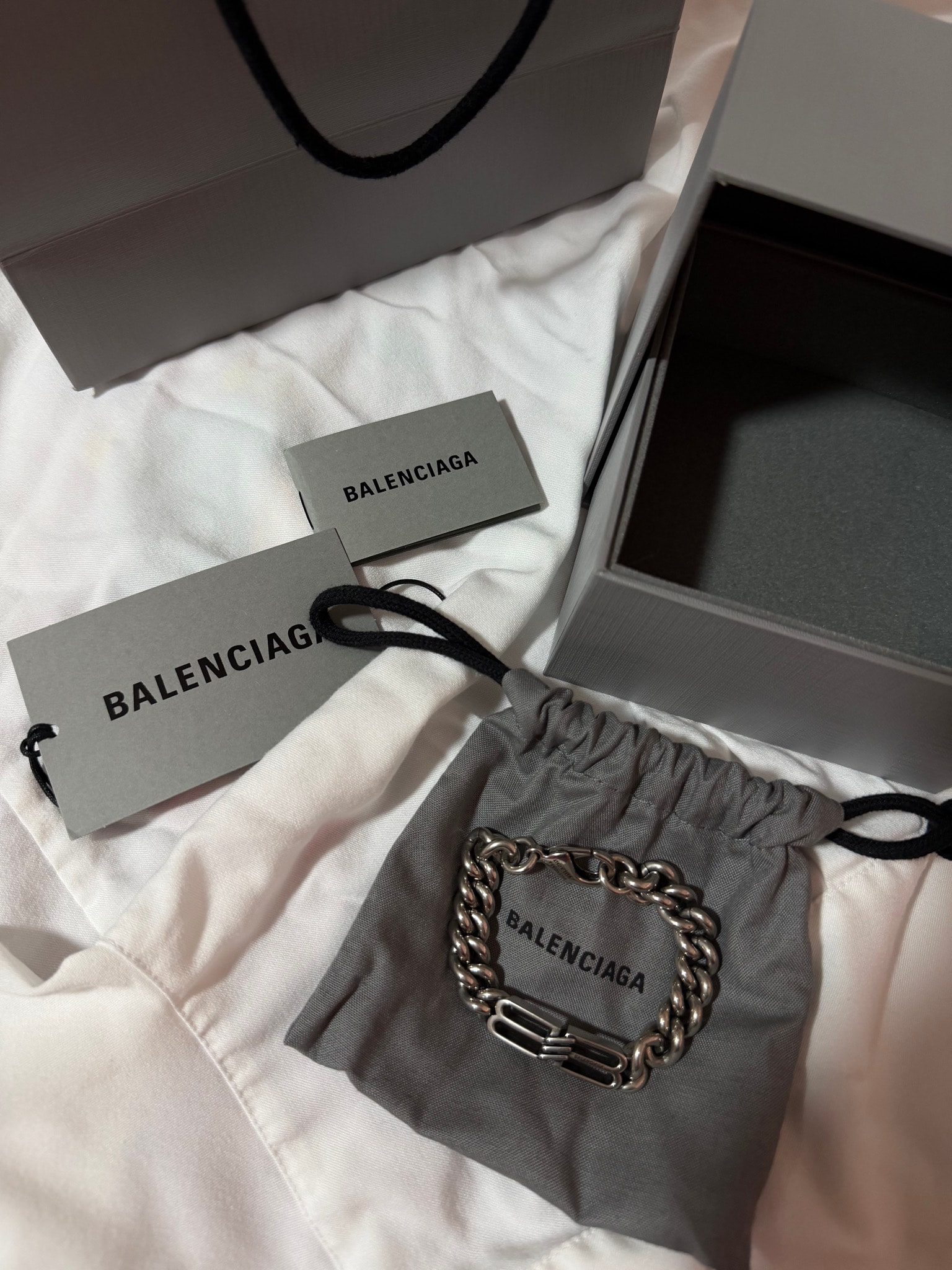 BALENCIAGA BB Icon Gourmette Bracelet "Antique Silver"