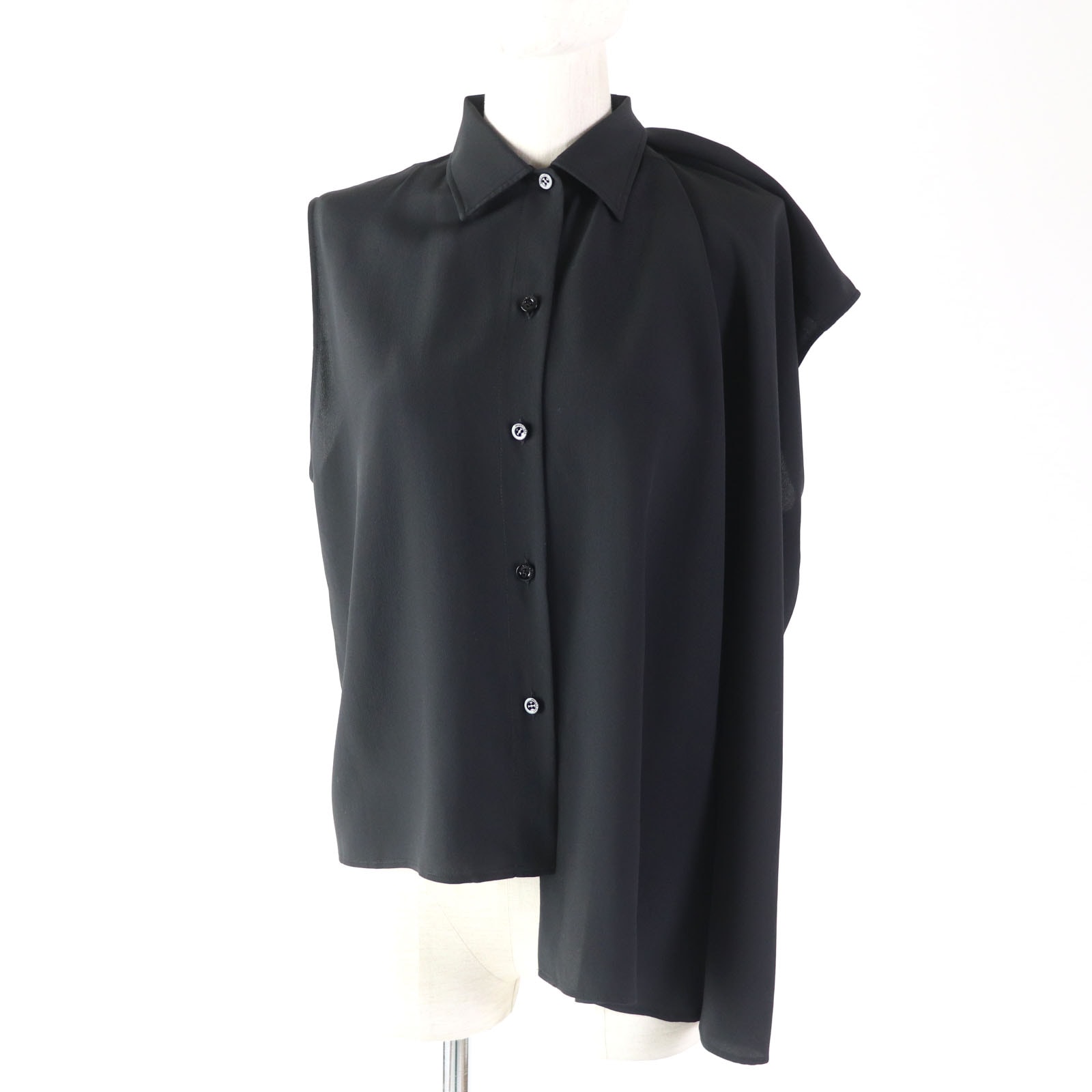 BALENCIAGA Sleeveless Asymmetric Blouse "Black"