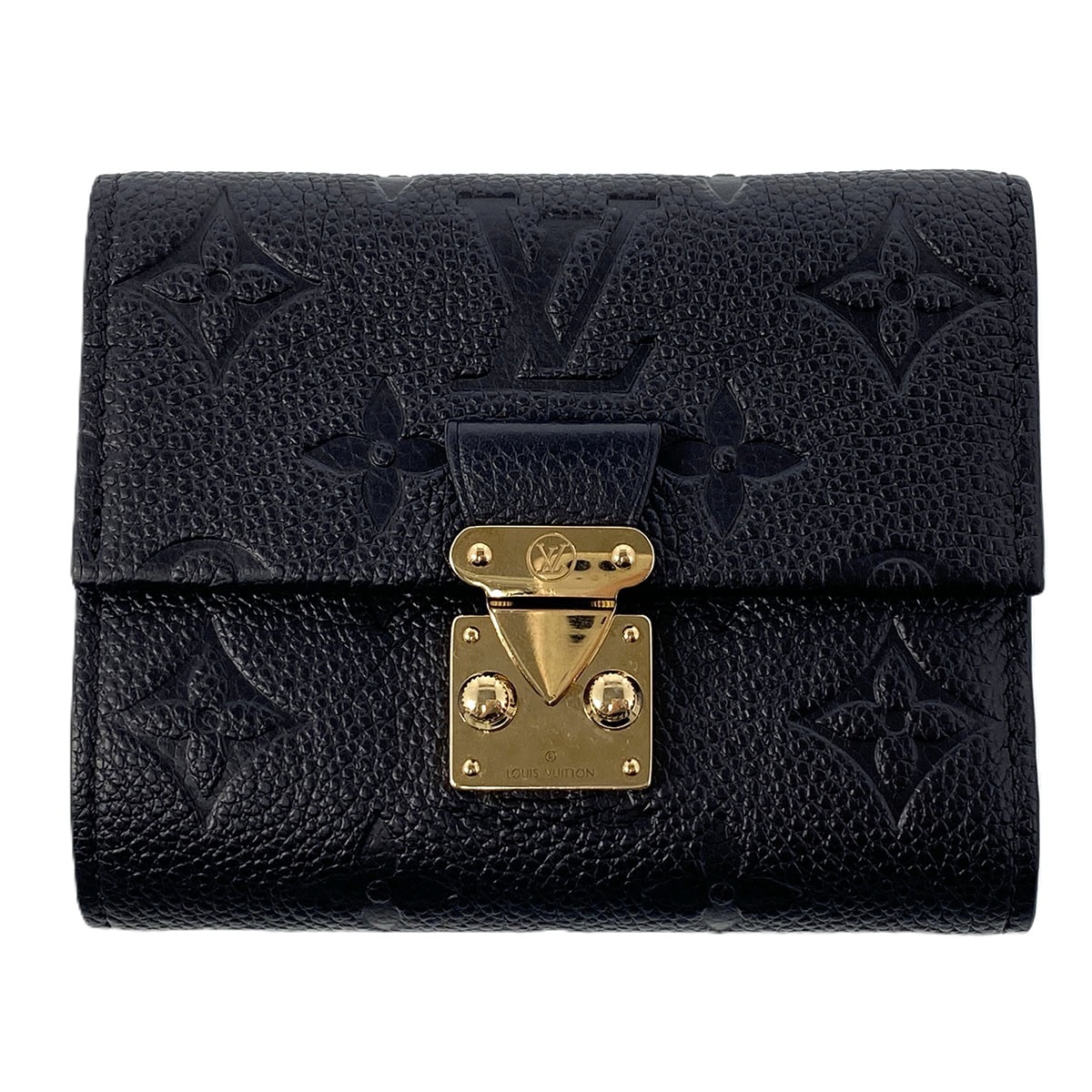 LOUIS VUITTON ルイ・ヴィトン ポルトフォイユ メティス コンパクト 三つ折り財布 M80880 モノグラムアンプラント PVCコーティングキャンバス ブラック レディース【中古】