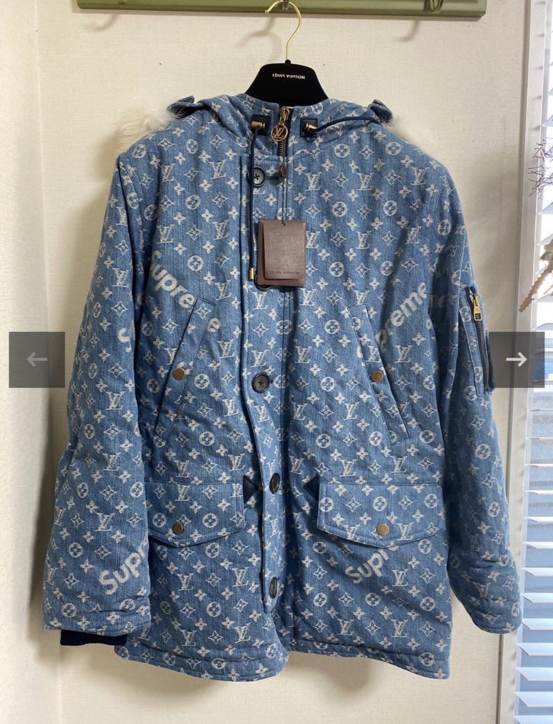 Supreme / Louis Vuitton Jacquard Denim N-3B Parka "Blue"