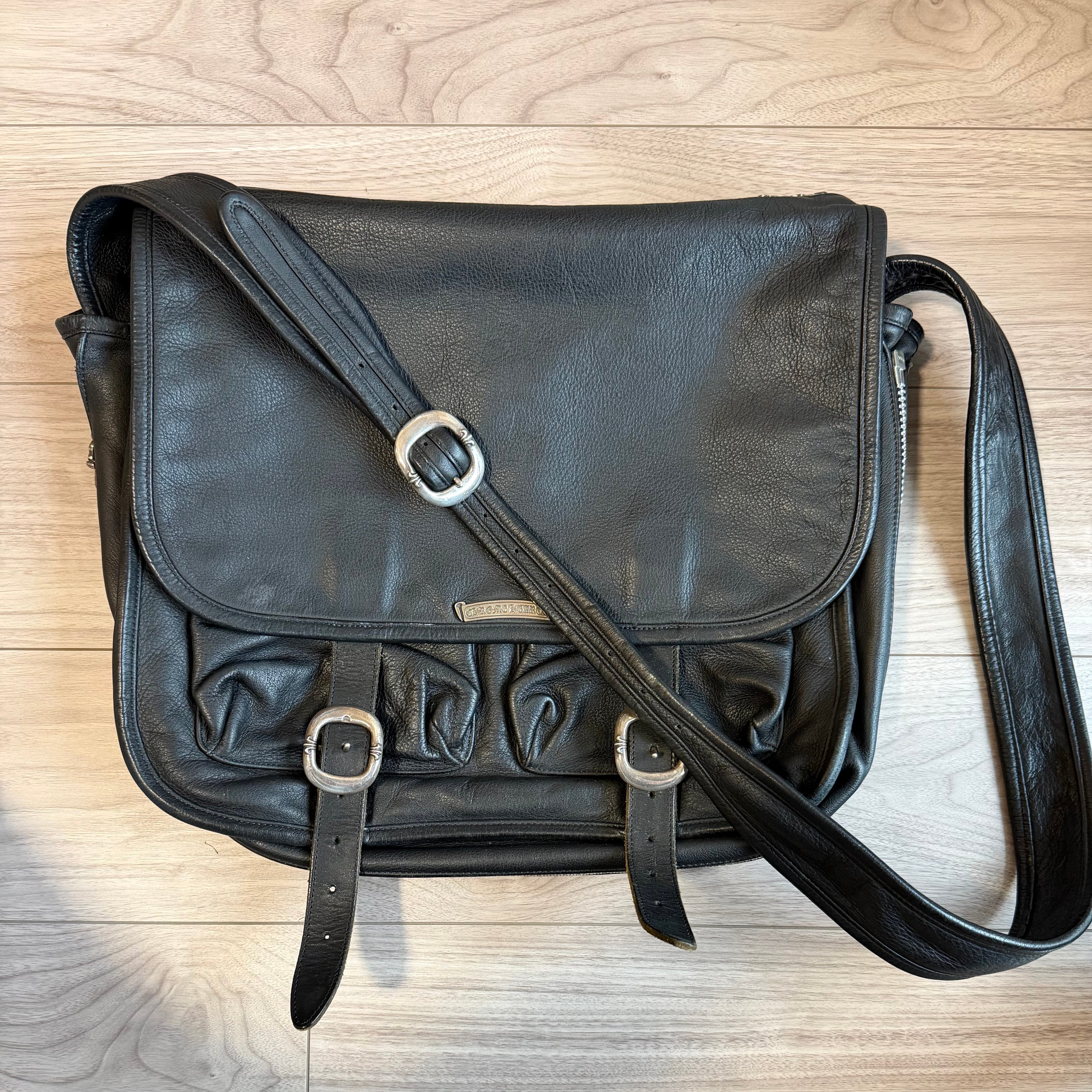 Chrome Hearts Large Gunslinger Strap Leather Shoulder Bag "Black"