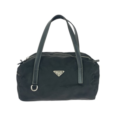 PRADA プラダ テスート 三角ロゴプレート ブラック 黒 シルバー金具 ナイロン ハンドバッグ ミニボストンバッグ 505904 【中古】