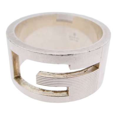GUCCI グッチ リング ブランテッド Gリング ワイド シルバー925 シルバー系 20.5号【中古】