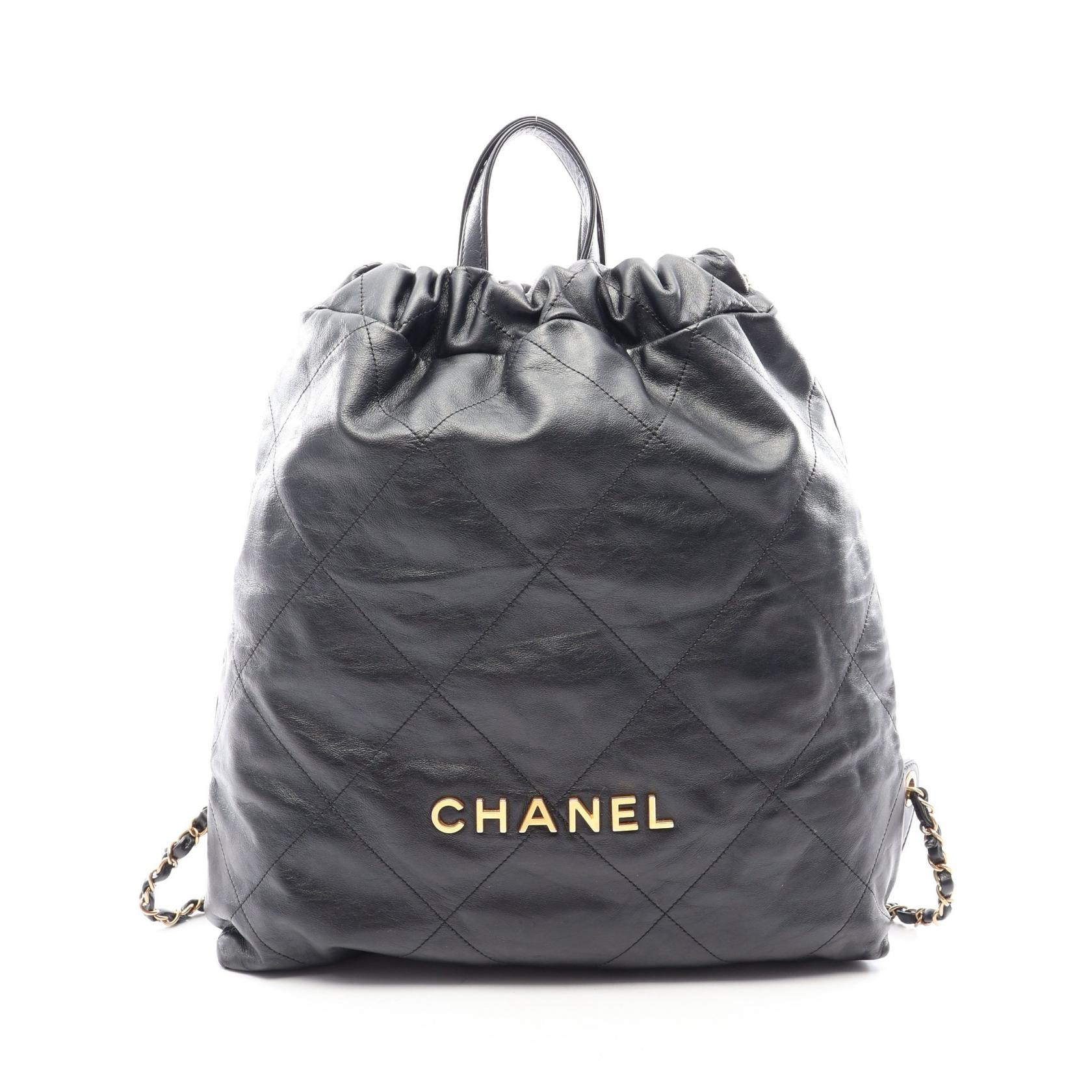 シャネル CHANEL シャネル 22 ラージ リュックサック バックパック バッグ レザー レディース ブラック系 AS3313 【中古】