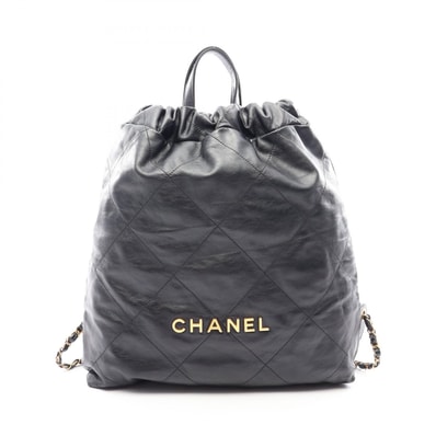 シャネル CHANEL シャネル 22 ラージ リュックサック バックパック バッグ レザー レディース ブラック系 AS3313 【中古】