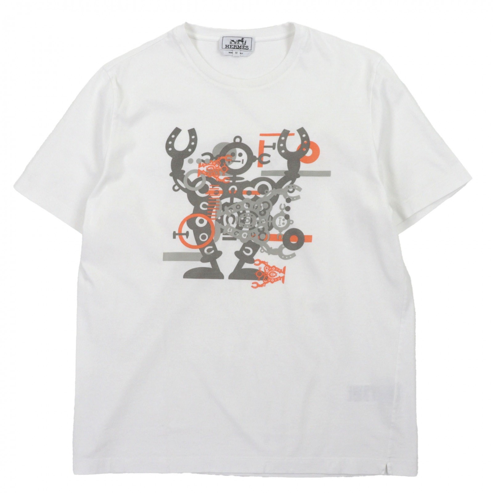 美品 エルメス 半袖Tシャツ ハローミスターファリェール ホワイト メンズ M