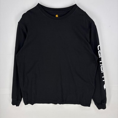 古着 カーハート Carhartt 長袖Tシャツ 袖ロゴ プルオーバー ロンT クルーネック L ブラック系 メンズ