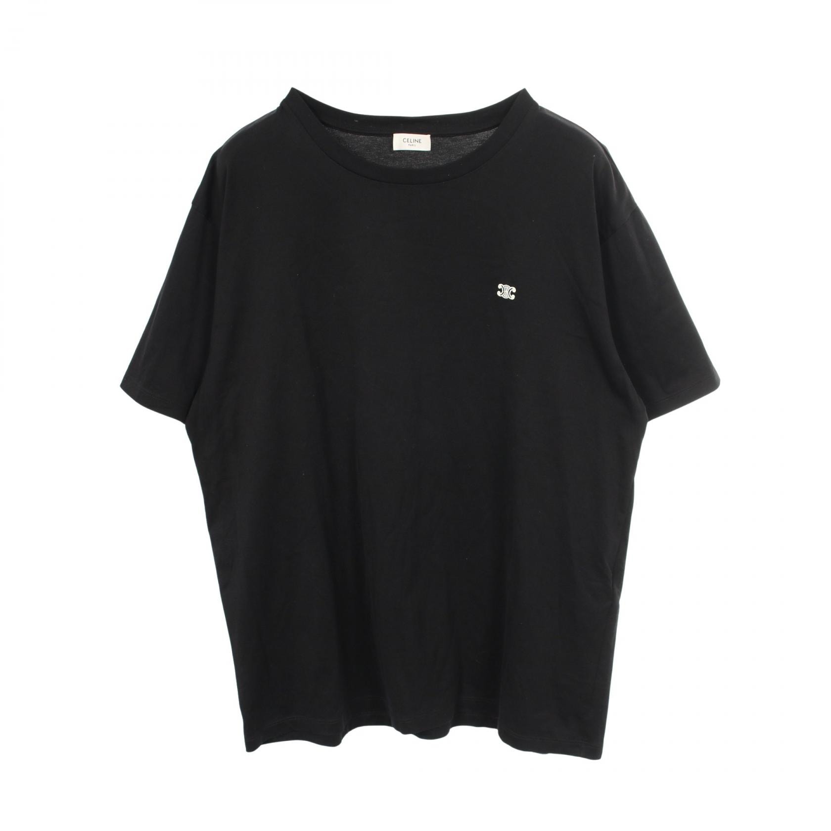 セリーヌ CELINE トリオンフ ルーズ 半袖Tシャツ 衣料品 トップス コットン レディース ブラック系 【中古】
