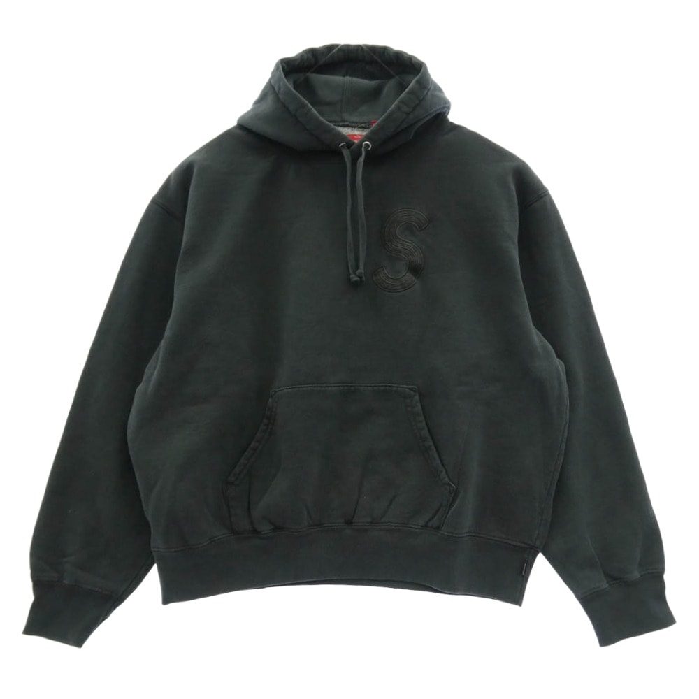Supreme シュプリーム 23SS Overdyed S Logo Hooded Sweatshirt  加工 S ロゴ フーデッド フーディ プルオーバー スウェット パーカー チャコール系 S【中古】