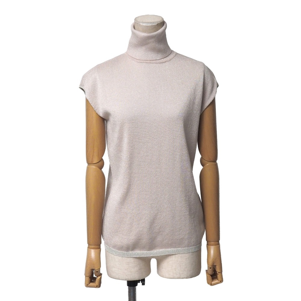 ■美品■Max Mara Studio マックスマーラ ストゥディオ ニット サイズS ラメ ノースリーブ タートルネック カシミヤ混 ブランド古着【中古】20260408/RA8850