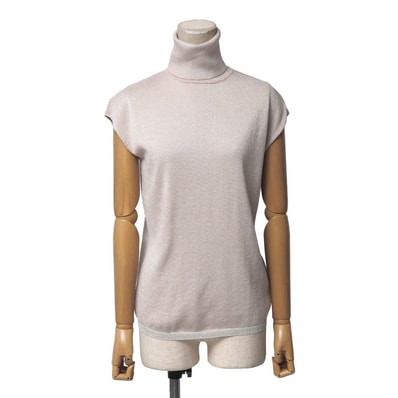 ■美品■Max Mara Studio マックスマーラ ストゥディオ ニット サイズS ラメ ノースリーブ タートルネック カシミヤ混 ブランド古着【中古】20260408/RA8850