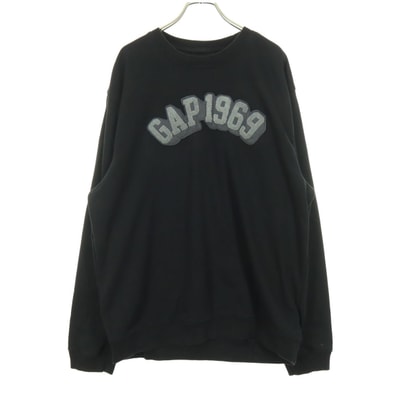 GAP ギャップ ロゴプリント 長袖 スウェット トレーナー L ブラック