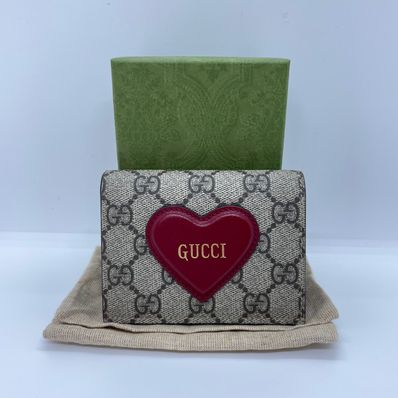GUCCI Valentine's Day Card Case Wallet "Beige/Ebony"