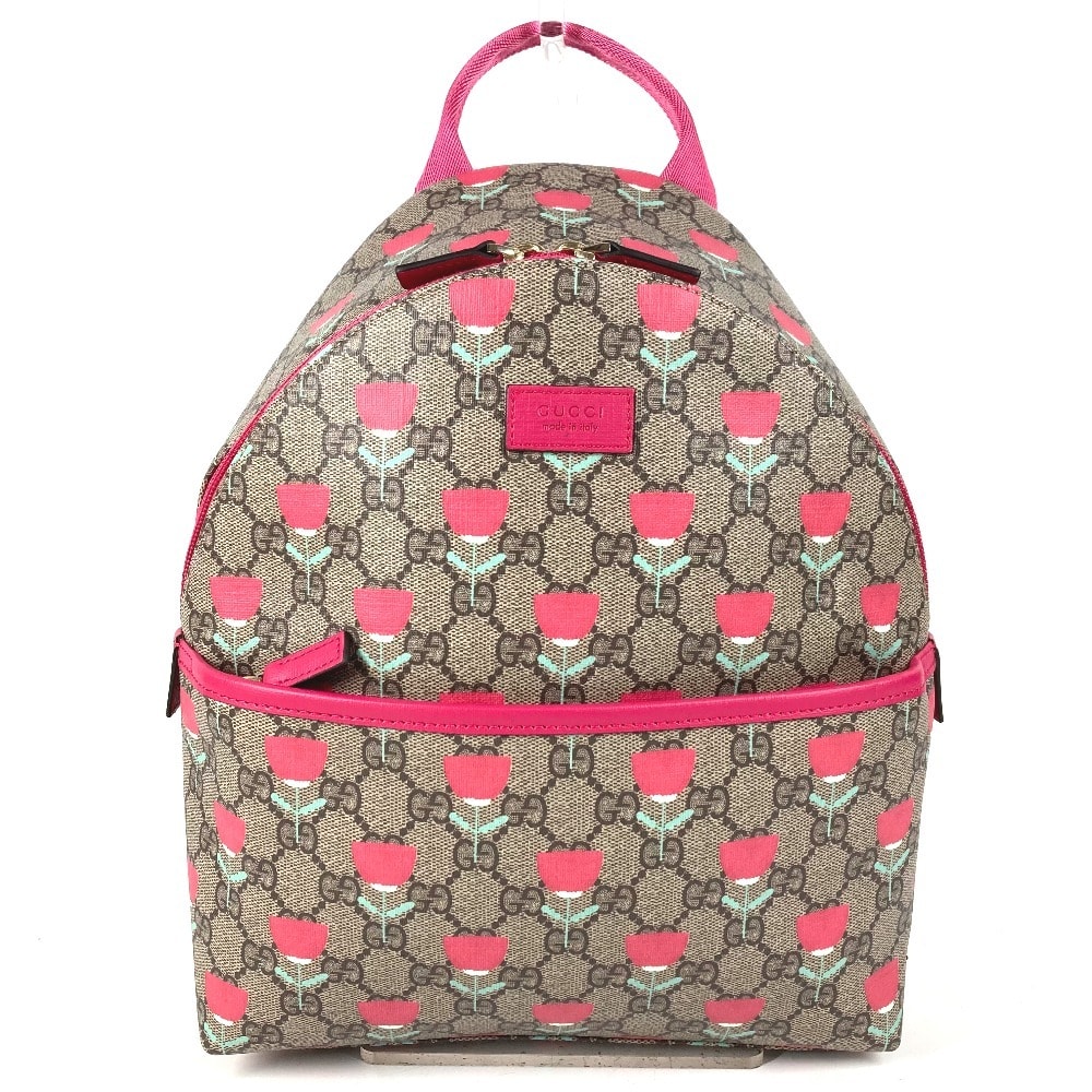 グッチ GUCCI ロゴ フラワー 花 チューリップ 782708  キムスンヨン GGスプリーム カバン バックパック リュックサック GGスプリームキャンバス ベージュ 新品同様