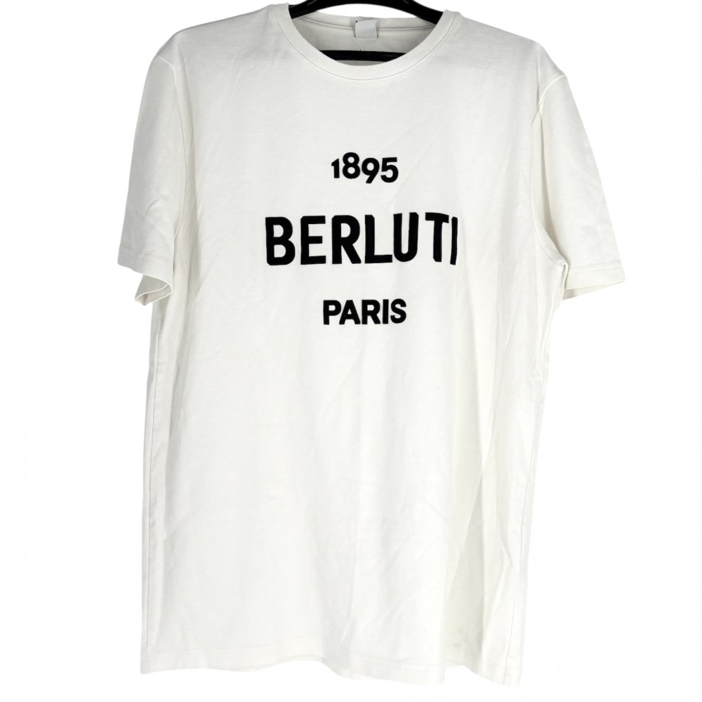 Berluti ベルルッティ 半袖Tシャツ ロゴ トップス 服 アパレル S ホワイト 白 ブラック 黒 コットン    メンズ 春 夏【中古品】