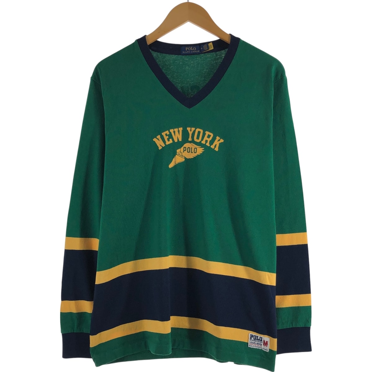 古着 ラルフローレン Ralph Lauren POLO RALPH LAUREN Vネック ウイングフット ロングTシャツ ロンT メンズM相当/eaa555662