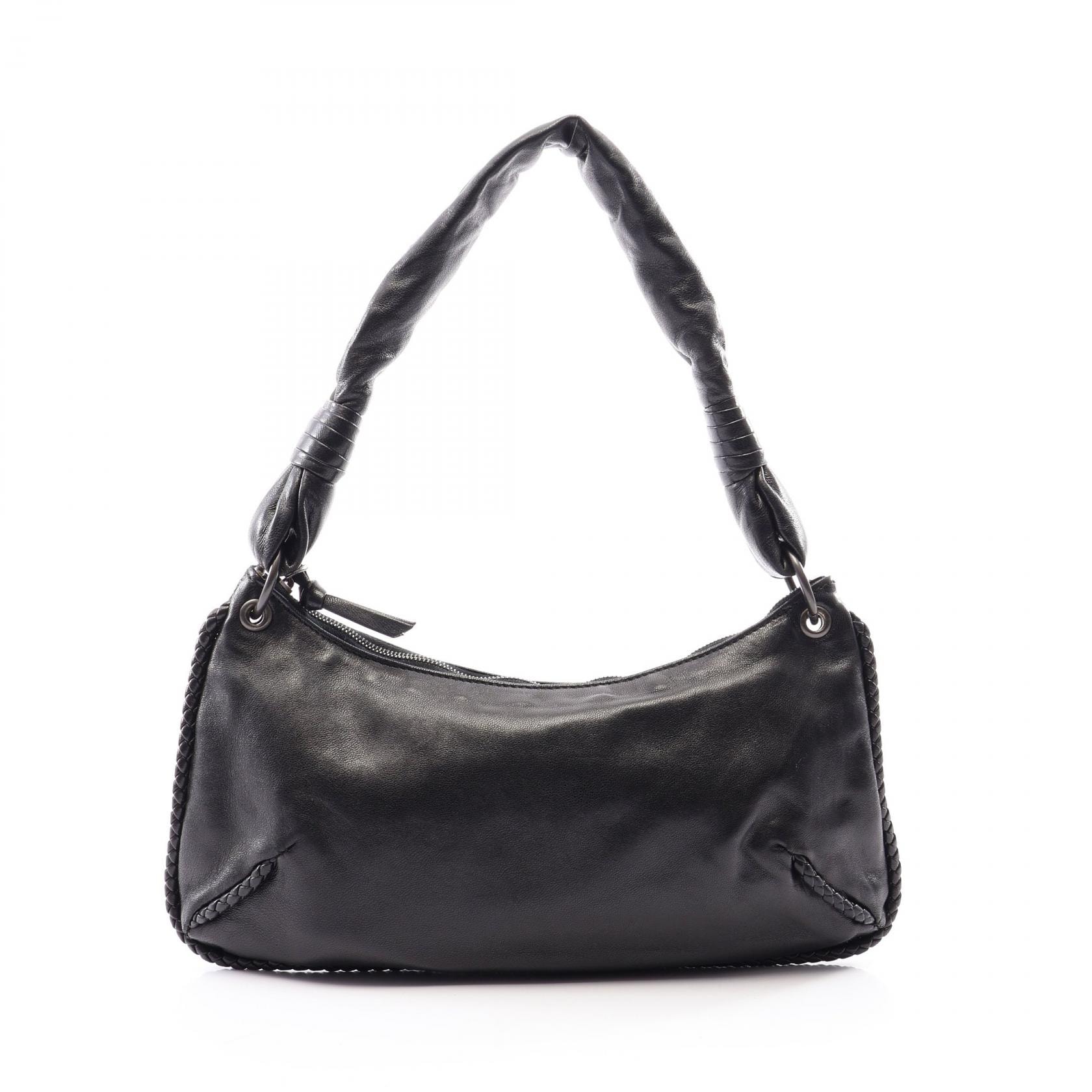 ボッテガヴェネタ BOTTEGA VENETA ハンドバッグ バッグ レザー レディース ブラック系 【中古】