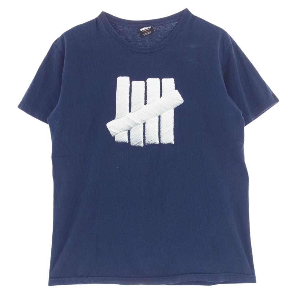 UNDEFEATED アンディフィーテッド Tシャツ ロゴプリント クルーネック 半袖 Tシャツ ネイビー ネイビー系 L【中古】
