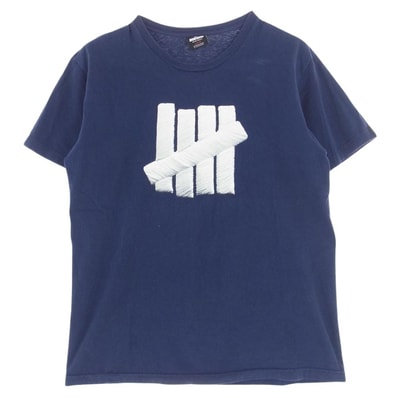 UNDEFEATED アンディフィーテッド Tシャツ ロゴプリント クルーネック 半袖 Tシャツ ネイビー ネイビー系 L【中古】